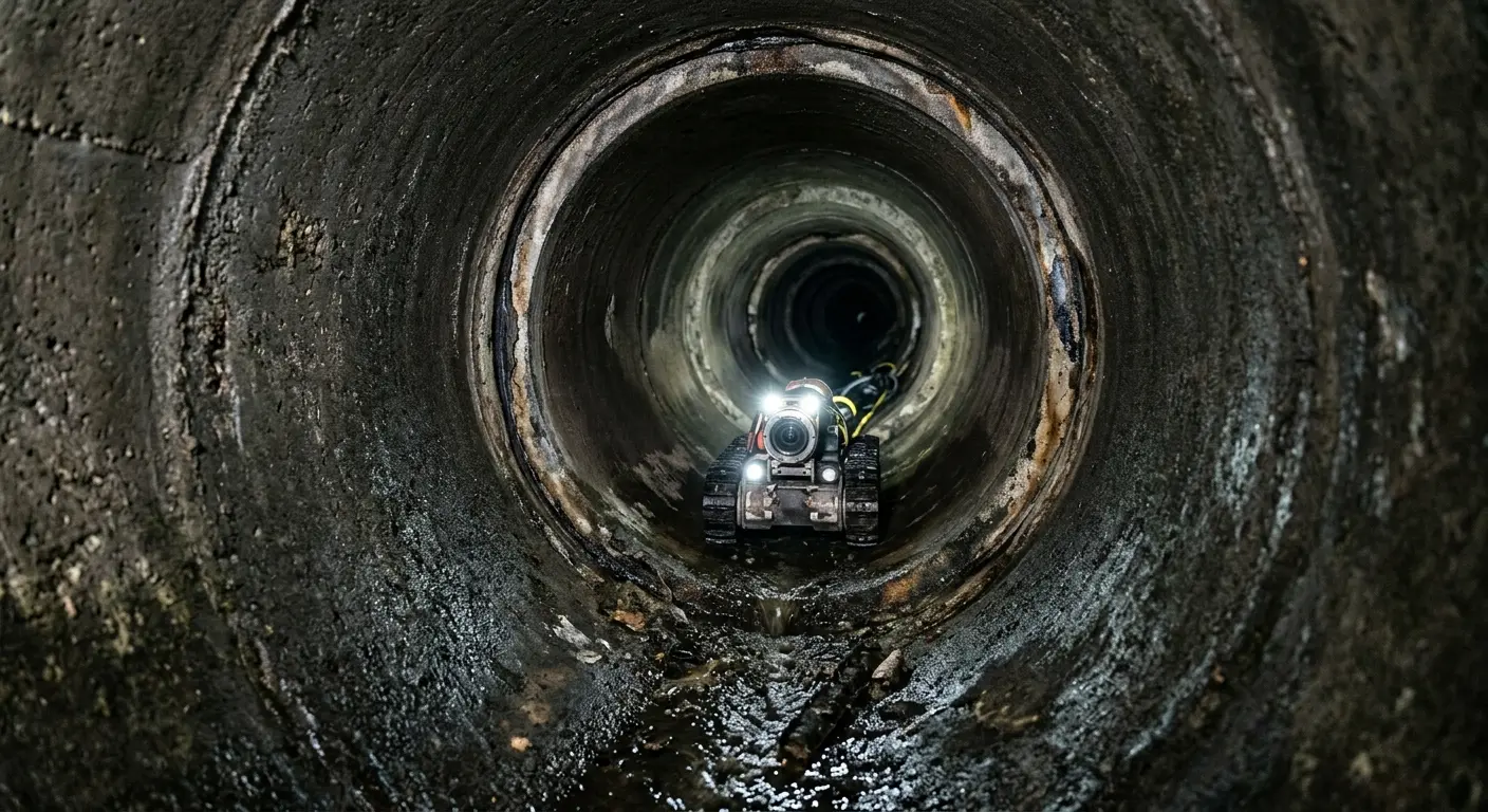 Robotic sewer camera inspecting pipe interior for Sewer Line Cleaning in Batesburg-Leesville